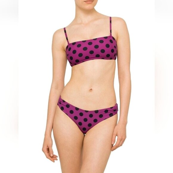 New ZIMMERMANN | Sculpt Bandeau Bikini Top Purple Black Polka Dot Sz 4 6 - Picture 3 of 9